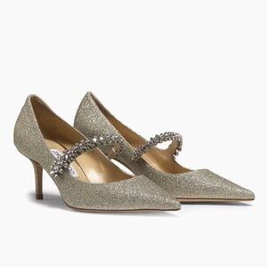 Jimmy Choo Bing 65 Glitter Pointed Toe Pumps Platinum Ice